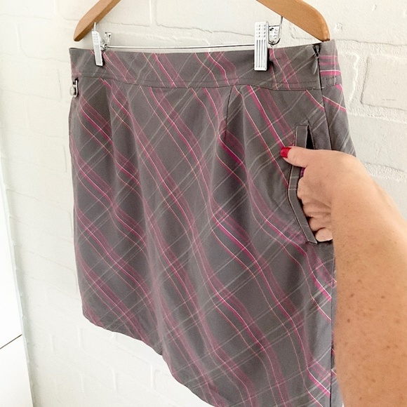 Golf America Skort Plaid Argyle Gray Pink Lime Green Sporty Cotton Stretch Sz 16 - Picture 7 of 14